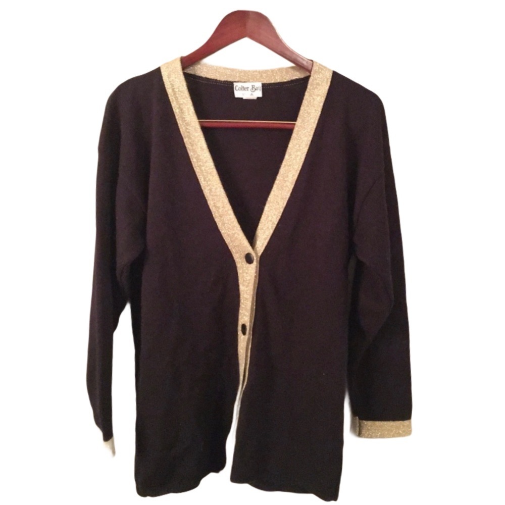 Black Gold V-Neck Button Cardigan Sweater by colter bay USA